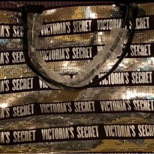 Victoria's Secret Black and Silver Sequin Bag